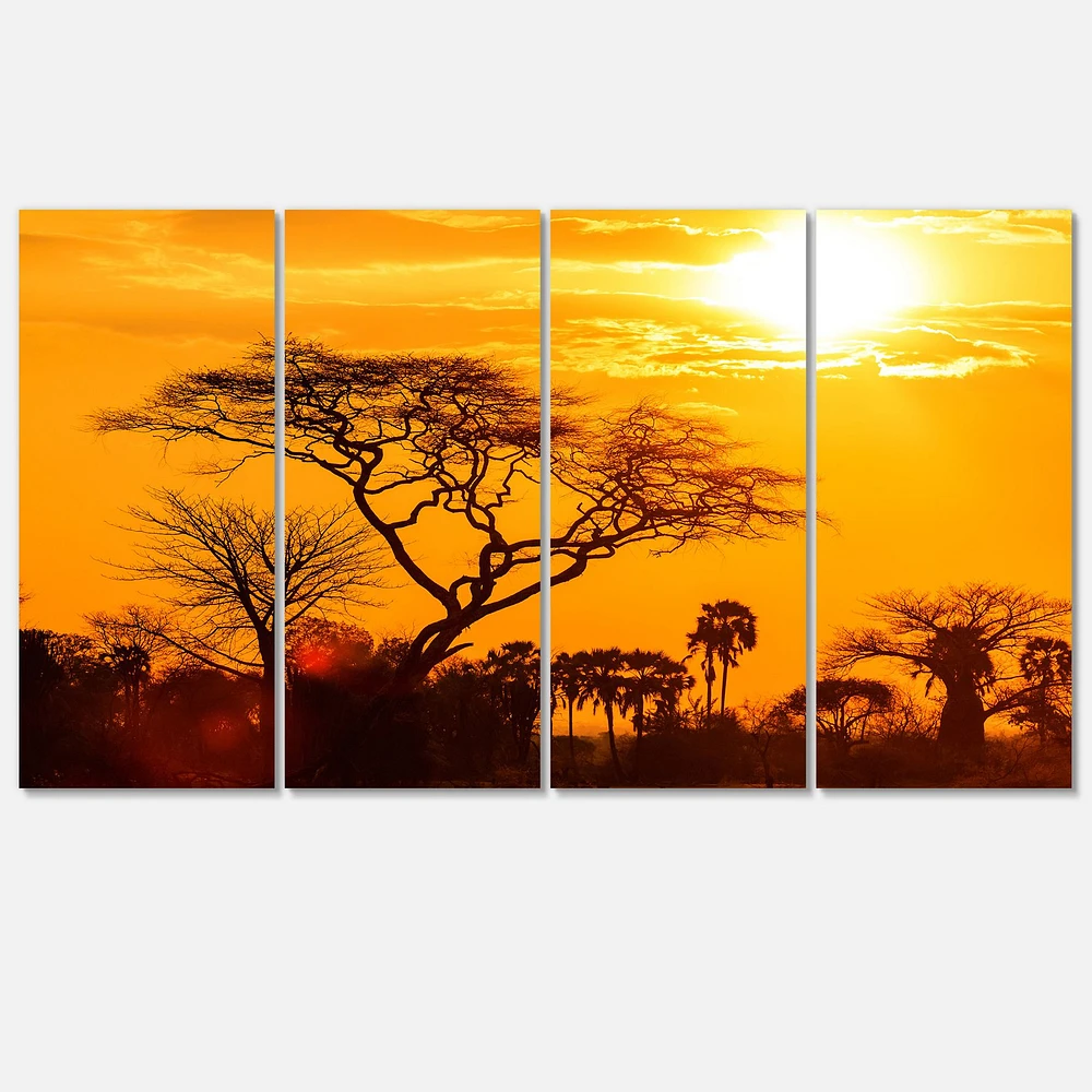 Orange Glow of African Sunset Canvas Wall Art Panels