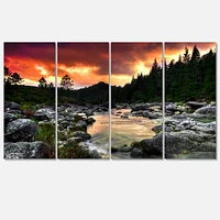 Toile imprimée « Rocky Mountain River at Sunset