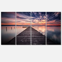 Colorful Sunset Over Lake Canvas Wall Art - 4 Panels