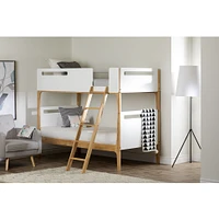 Lit jumeau superposé Bebble en bois naturel et blanc par South Shore Furniture