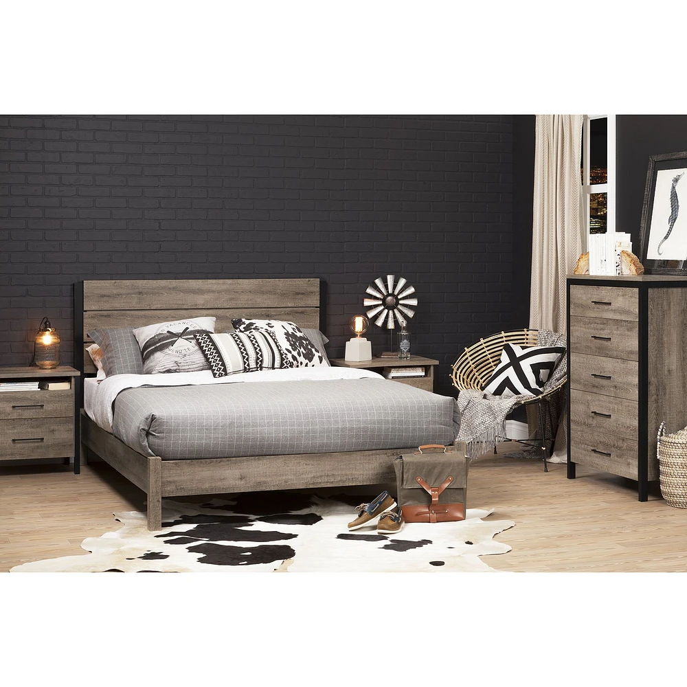 Munich 5-Drawer Chest Dresser Weathered Oak and Matte Black by South Shore Furniture