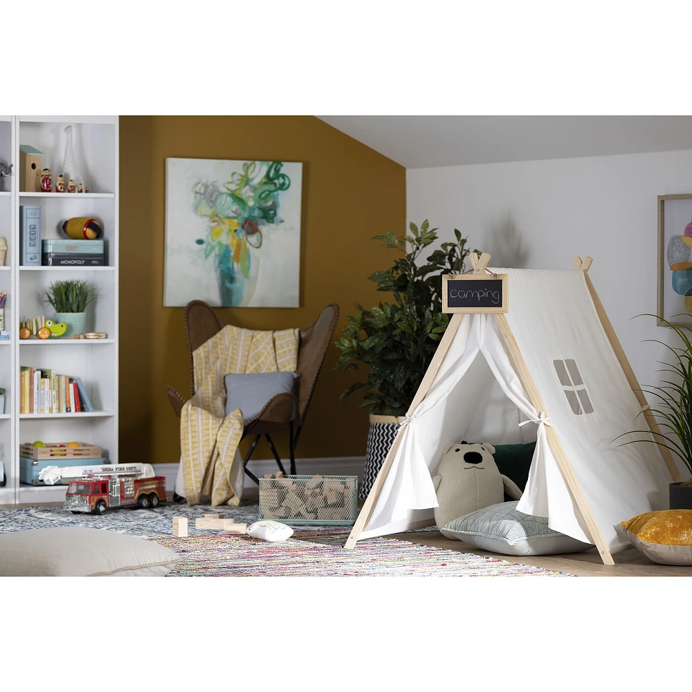 Sweedi Scandinavian Chalkboard Play Tent with White and Natural by South Shore Furniture