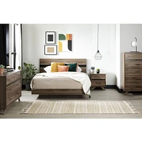 Flam Queen Platform Bed and Headboard in Natural Walnut and Matte Black by South Shore Furniture