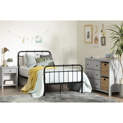 Cotton Candy Twin Metal Platform Bed with Headboard and Footboard by South Shore Furniture - Black