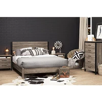 Munich Full Headboard - Rustic Style Weathered Oak and Matte Black by South Shore Furniture