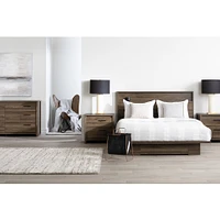 Tête de Lit double/grand avec espace de rangement ouvert Tao en noyer par South Shore Furniture