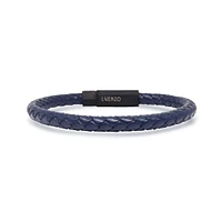 Bracelet simple en cuir véritable bleu marin par Luenzo