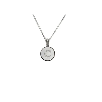 Luenzo Stainless Steel Initial Necklace "C" with Mother of Pearl Inlay