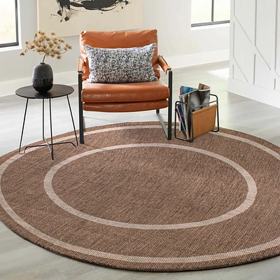 Tapis rond ivoire et taupe « Sisal » - 79 po