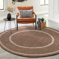 Round Sisal Ivory and Taupe Rug - 79"