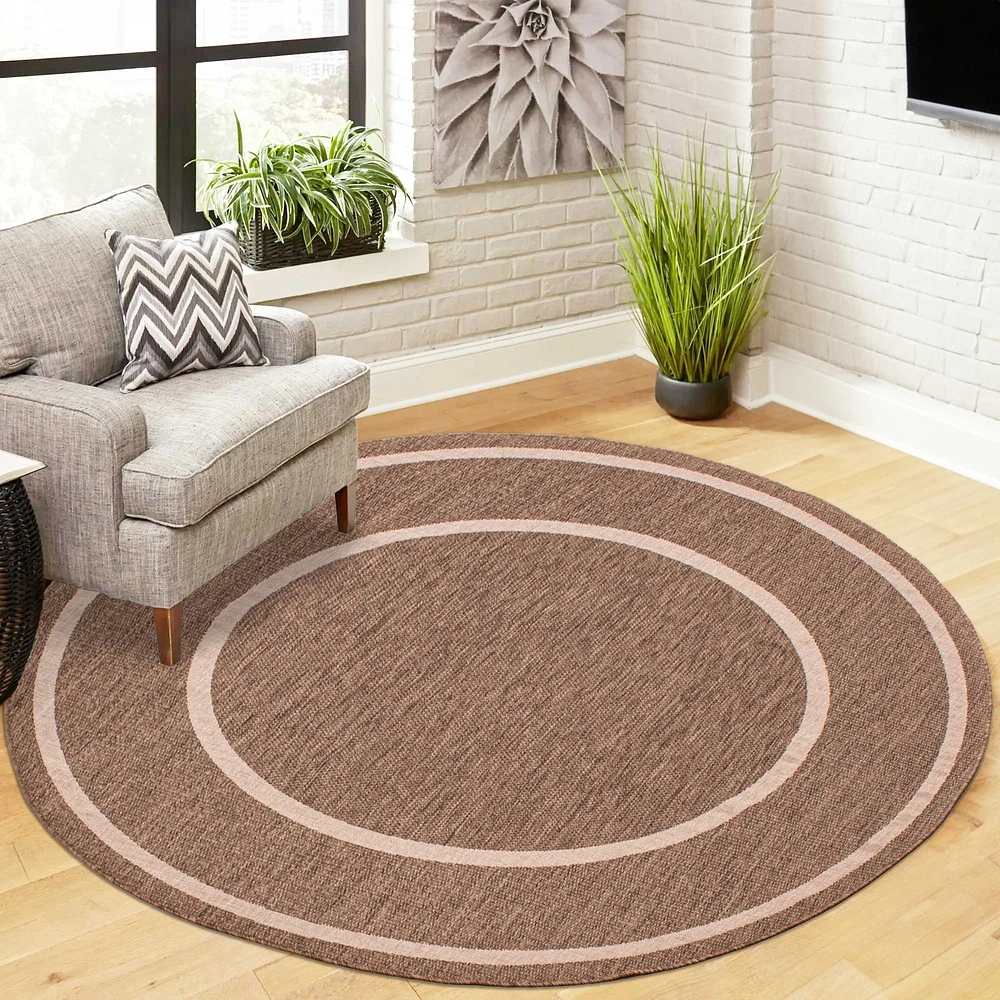 Tapis rond ivoire et taupe « Sisal » - 79 po