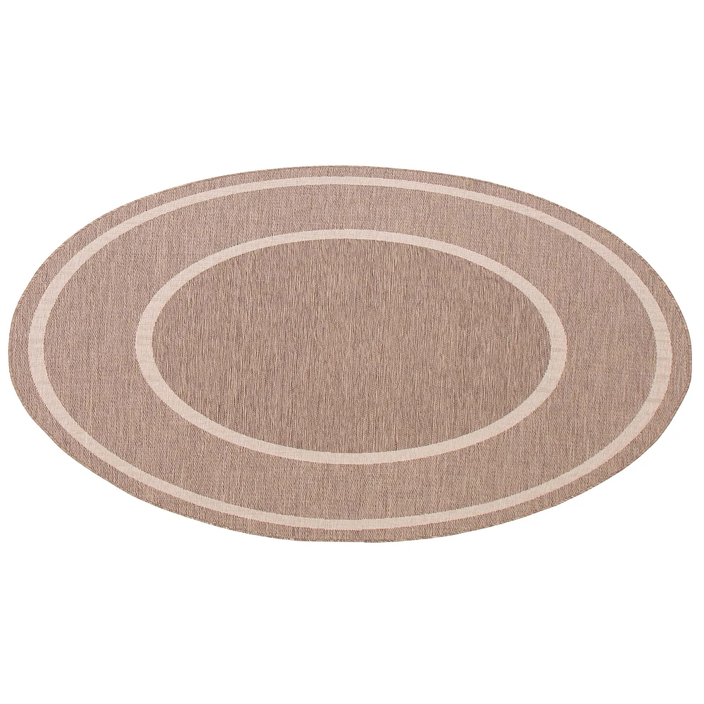 Tapis rond ivoire et taupe « Sisal » - 79 po