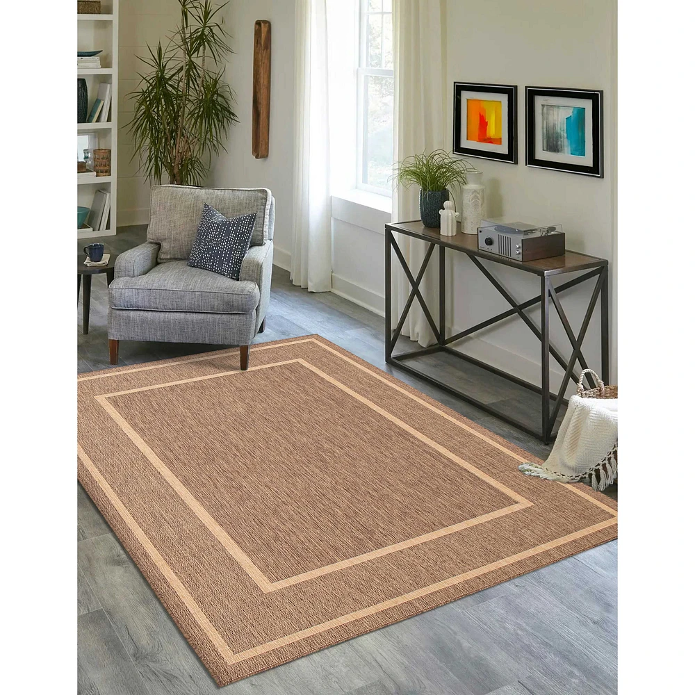Sisal Beige and Tan Rug - 94 x 122
