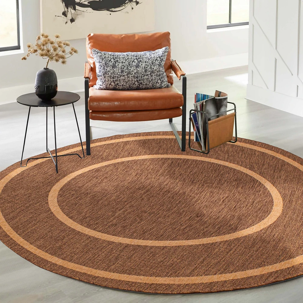 Round Sisal Beige and Tan Rug - 79"