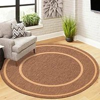 Tapis rond beige et brun clair « Sisal » - 79 po