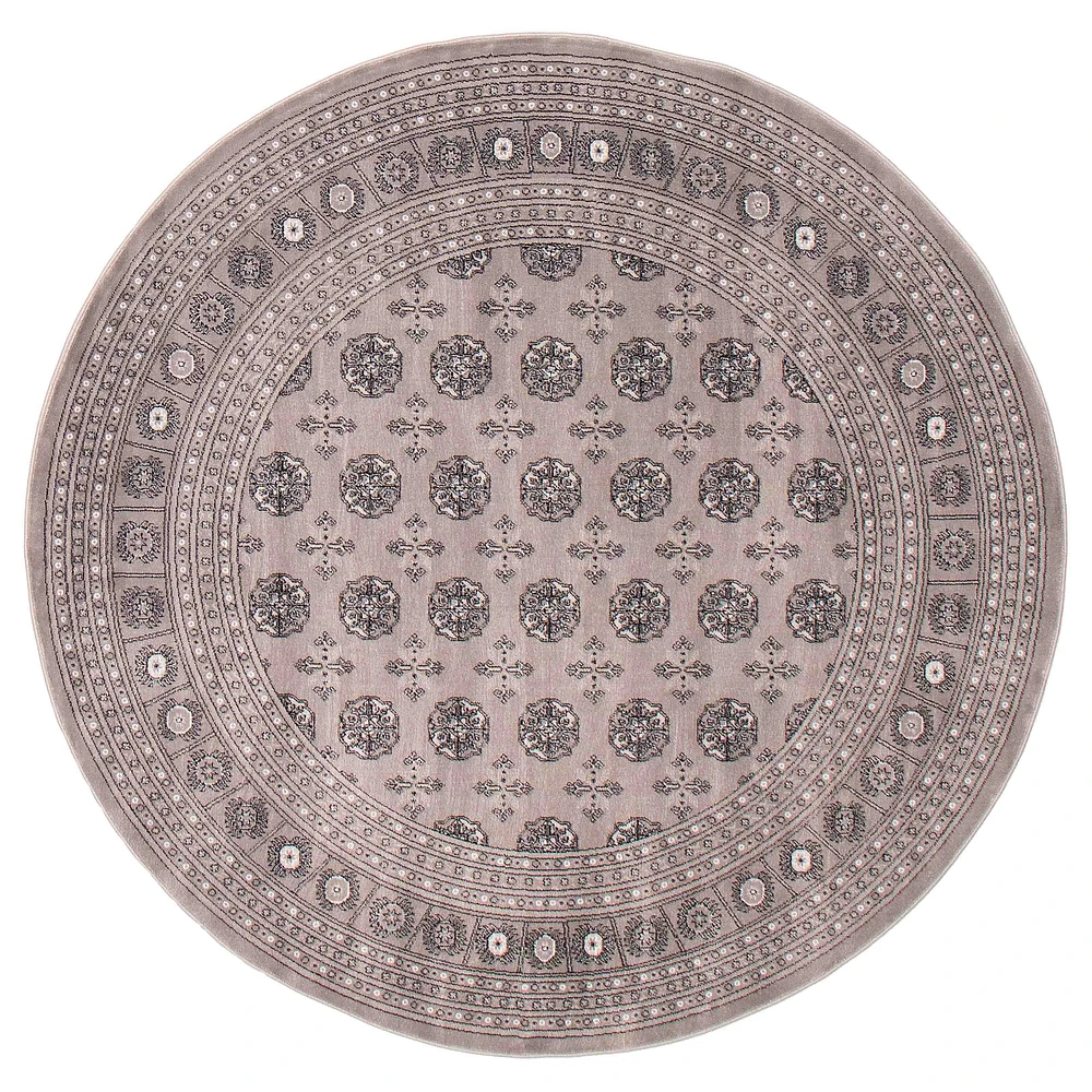 Tekke Grey Rug, Round 6'7" x 6'7"