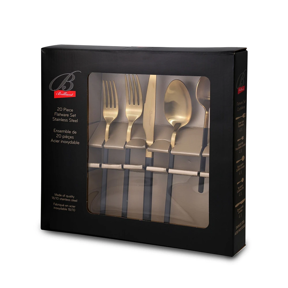 Kimono Black and Gold 20-Piece Flatware Set