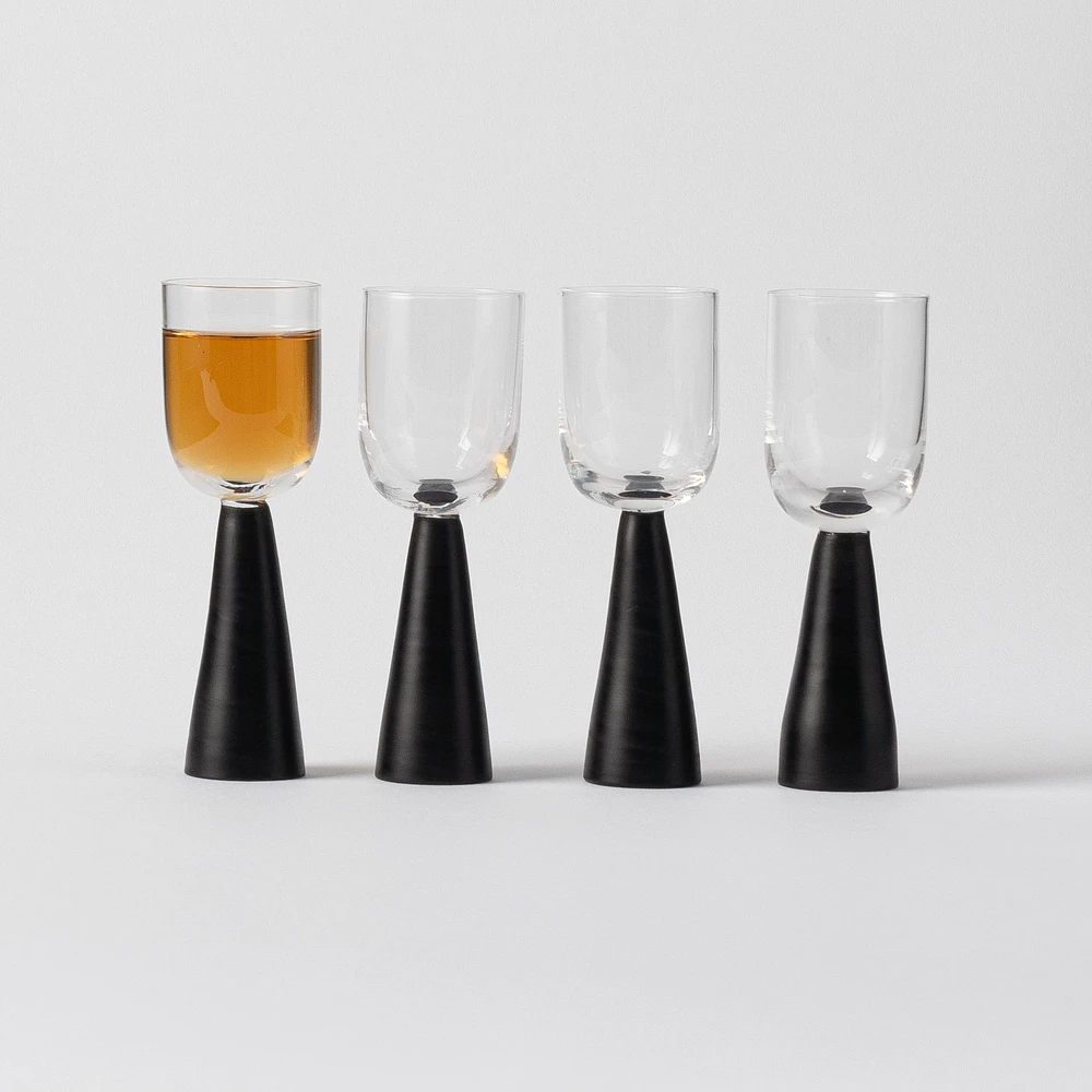 Pyramid Shot Glass, Set of 4 - Black, 40ml