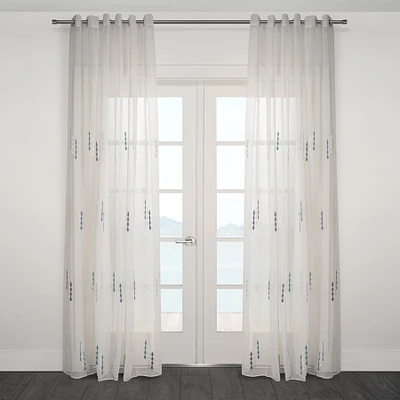 Embroidered Sheer Grommet Curtain