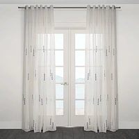 Embroidered Sheer Grommet Curtain