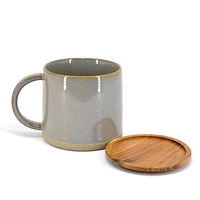 BIA Reactive Mug with Wood Lid - Grey, 400ml