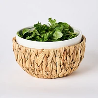JS Gourmet Ceramic & Water Hyacinth Salad Bowl