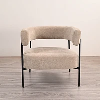 Beige Upholstered Armchair with Curved Backrest by Maison Classique