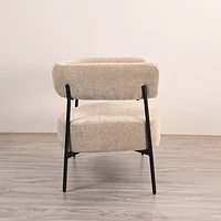 Beige Upholstered Armchair with Curved Backrest by Maison Classique