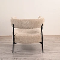 Beige Upholstered Armchair with Curved Backrest by Maison Classique