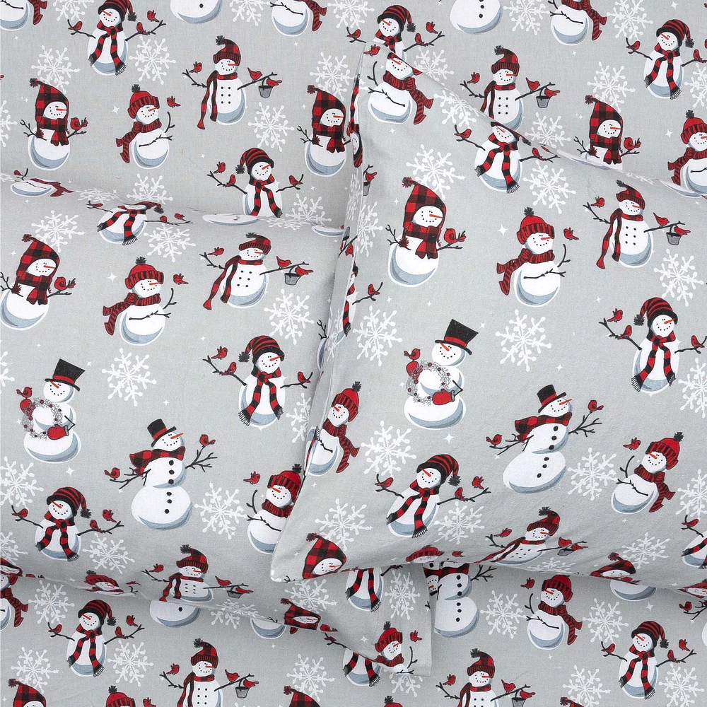 Snowman Ensemble de draps en flannelle