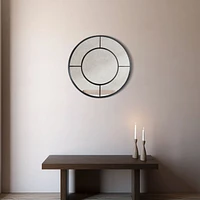 Elune Matte Black Round Mirror