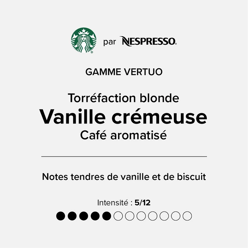 Capsules Starbucks® vanille crémeuse pour Nespresso® Vertuo