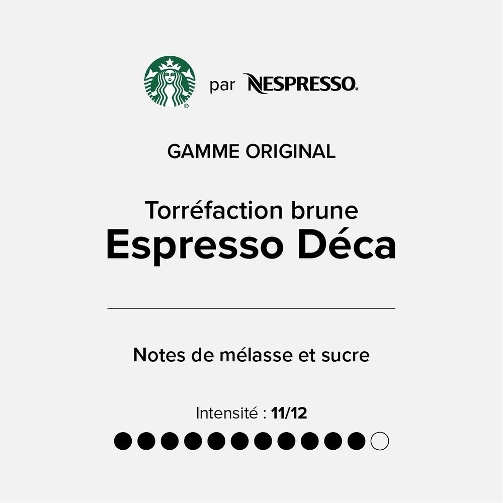 Capsules Starbucks® torréfaction Espresso Déca pour Nespresso® Original