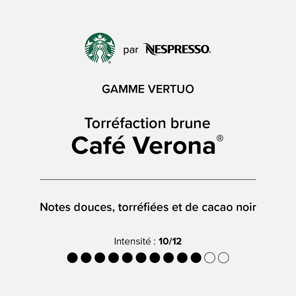 Capsules Starbucks® Caffè Verona® pour Nespresso® Vertuo