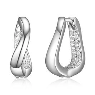 Boucles d'oreilles ELLE « Twist Huggie Hoop » en argent sterling et oxyde de zirconium cubique