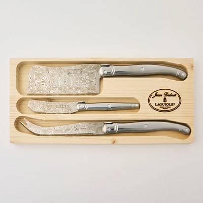 Jean Dubost Laguiole Decor Damas Cheese Knives Set, 3 pieces 