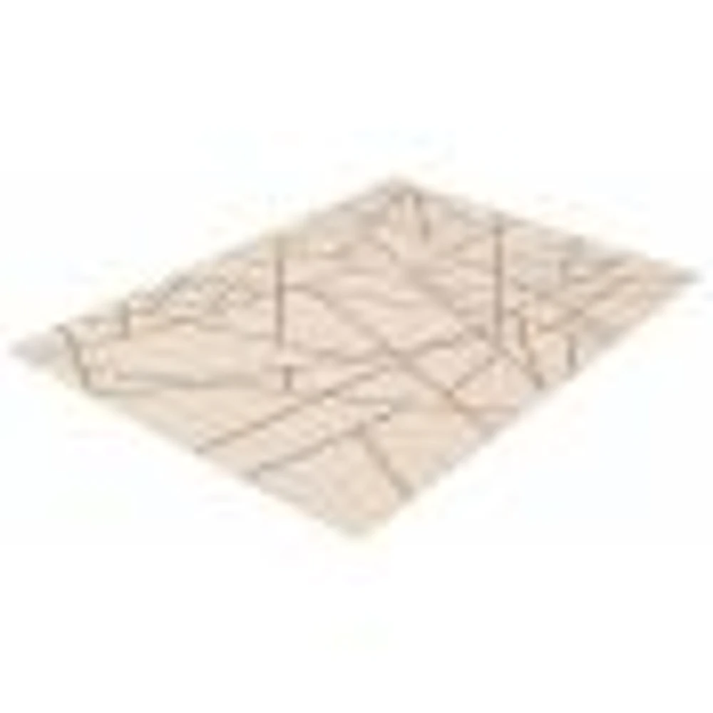 Rattan Look Abstract Silver-Black Rug