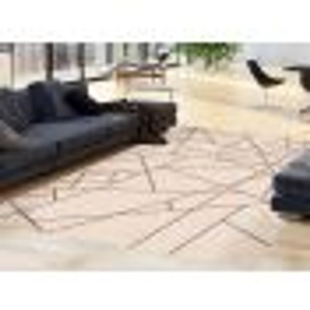 Tapis Rattan Abstract Argent-noir