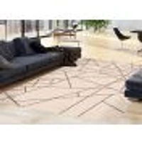 Rattan Look Abstract Silver-Black Rug