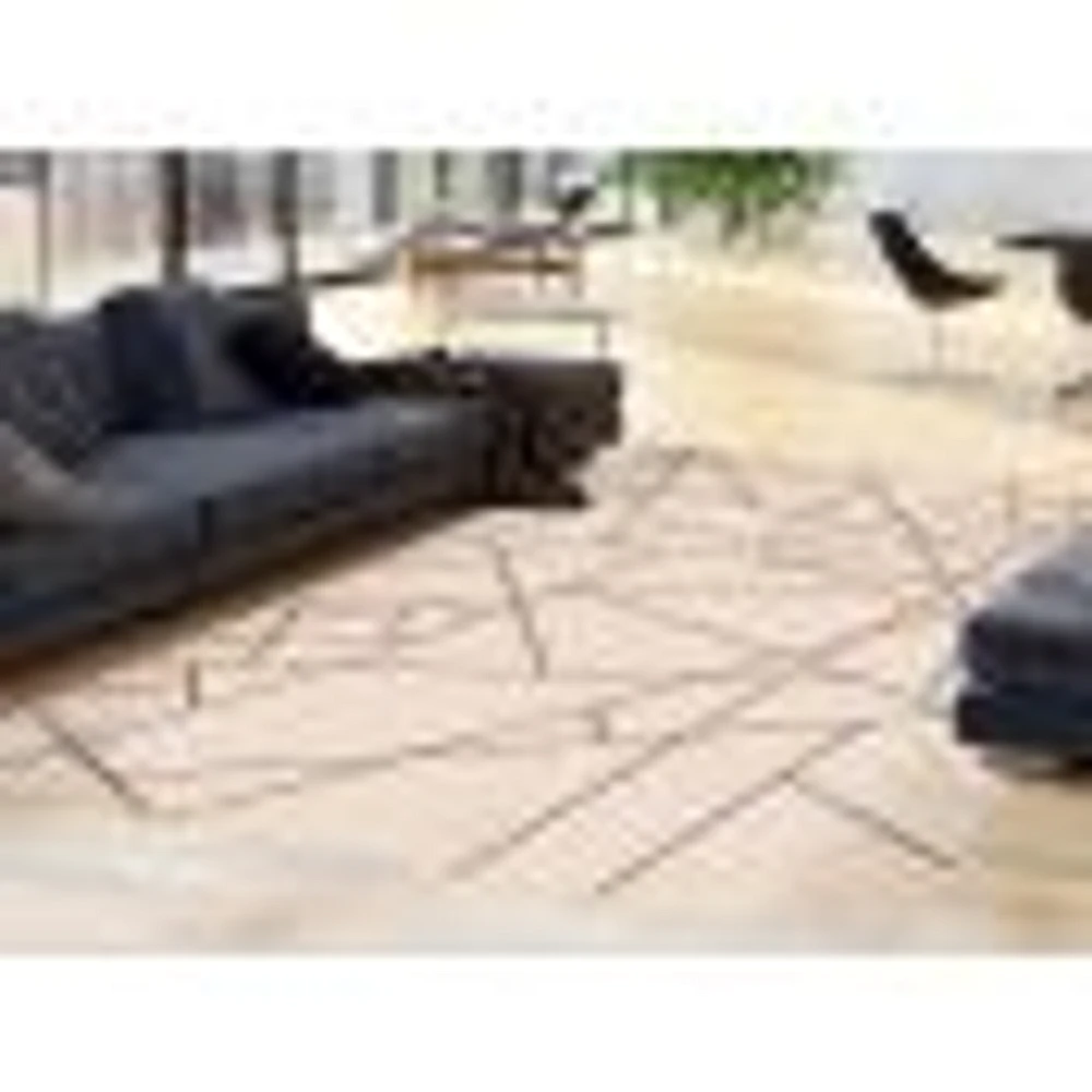 Rattan Look Abstract Silver-Black Rug