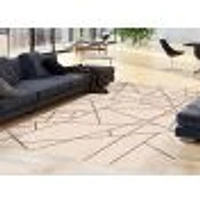 Rattan Look Abstract Silver-Black Rug