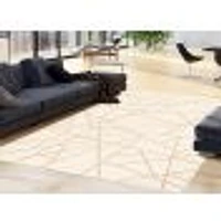 Rattan Look Abstract Champagne-Taupe Rug