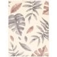 Tapis Feuilles crème-Rose