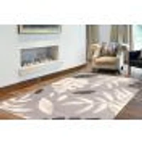 Tapis Feuilles Argent-Anthracite