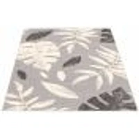 Tapis Feuilles Argent-Anthracite