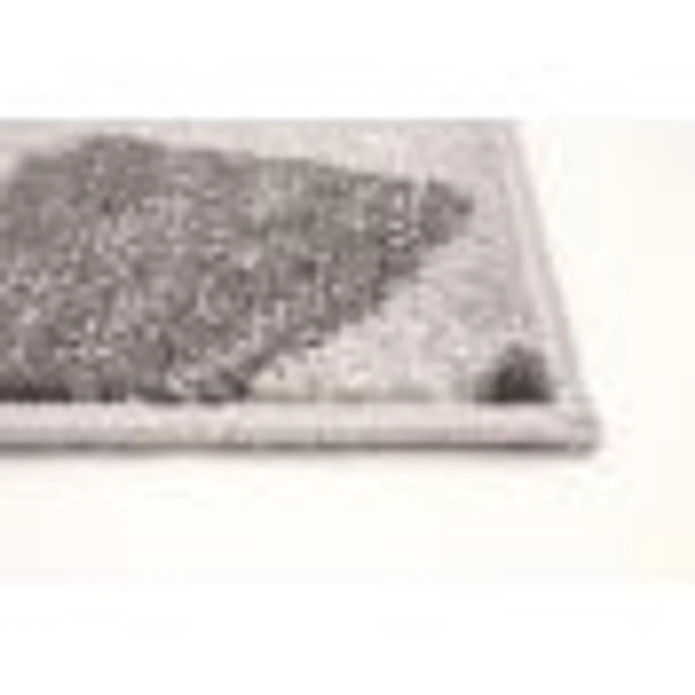 Tapis Feuilles Argent-Anthracite