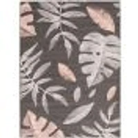 Feuilles Anthracite-Pink Rug
