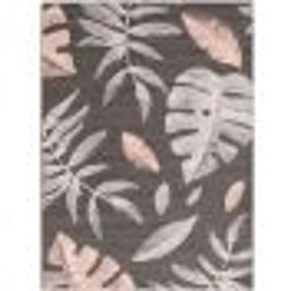 Feuilles Anthracite-Pink Rug