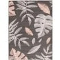 Feuilles Anthracite-Pink Rug
