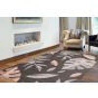Feuilles Anthracite-Pink Rug